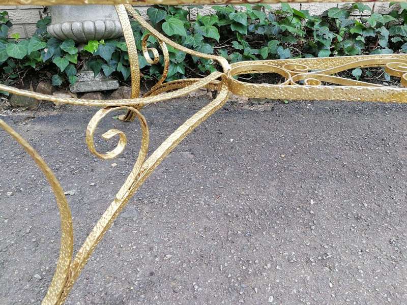 A Custom-Made Wrought Iron Table Hand Gilded with Gold Leaf with Bevelled Glass Top (10 Seater)