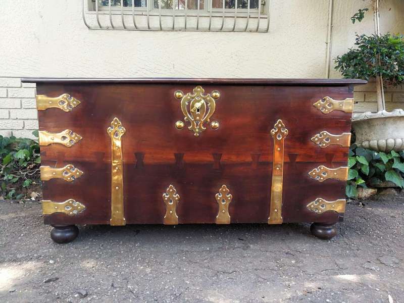 Attributed To Sir Herbert Baker An Early 20th Century Cape Stinkwood And Mahogany Brass-Bound Kis...