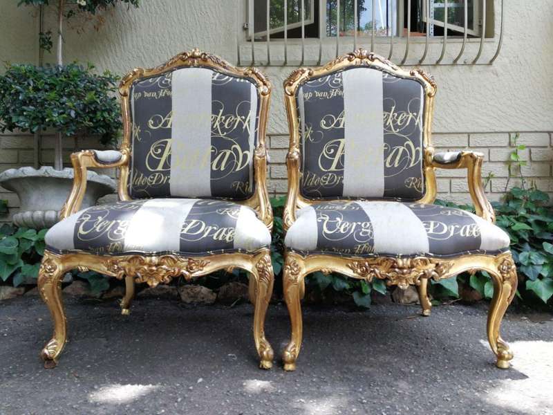 A Fine Pair Of Large Early 20th Century Carved Mahogany Armchairs