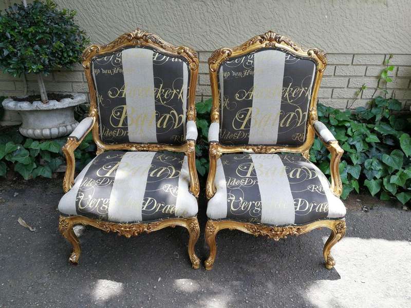 A Fine Pair Of Large Early 20th Century Carved Mahogany Armchairs