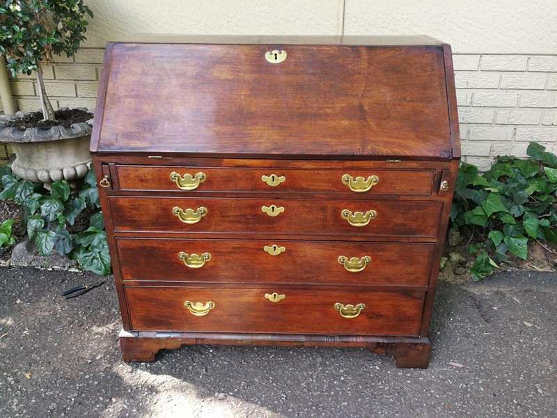 Victorian Mahogany Drop-Front Writing Bureau, The Drop-Front Enclosing Seven Small Drawers And Op...
