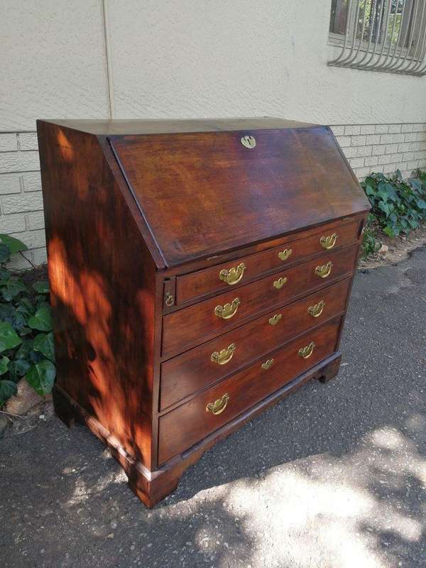 Victorian Mahogany Drop-Front Writing Bureau, The Drop-Front Enclosing Seven Small Drawers And Op...