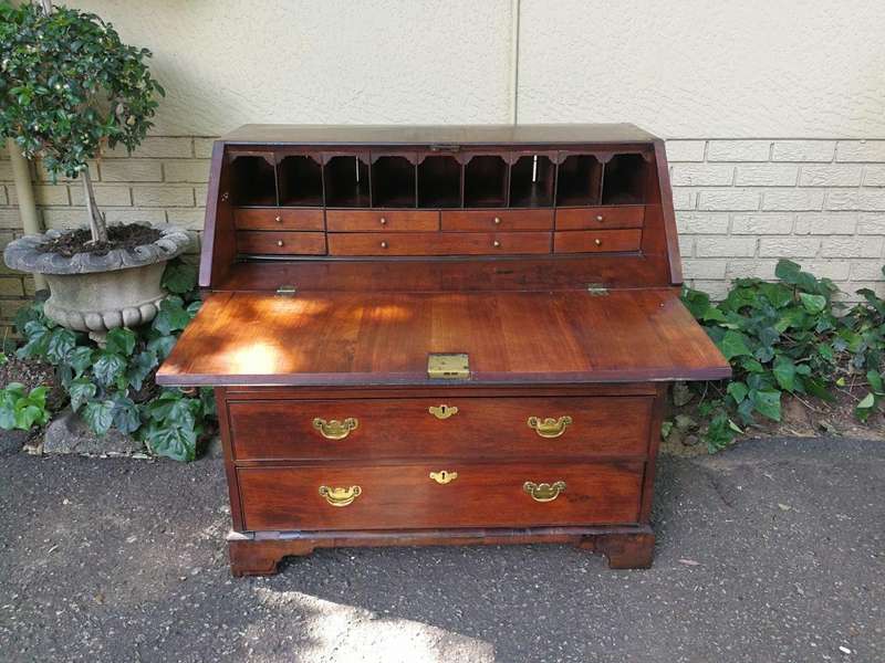 Victorian Mahogany Drop-Front Writing Bureau, The Drop-Front Enclosing Seven Small Drawers And Op...