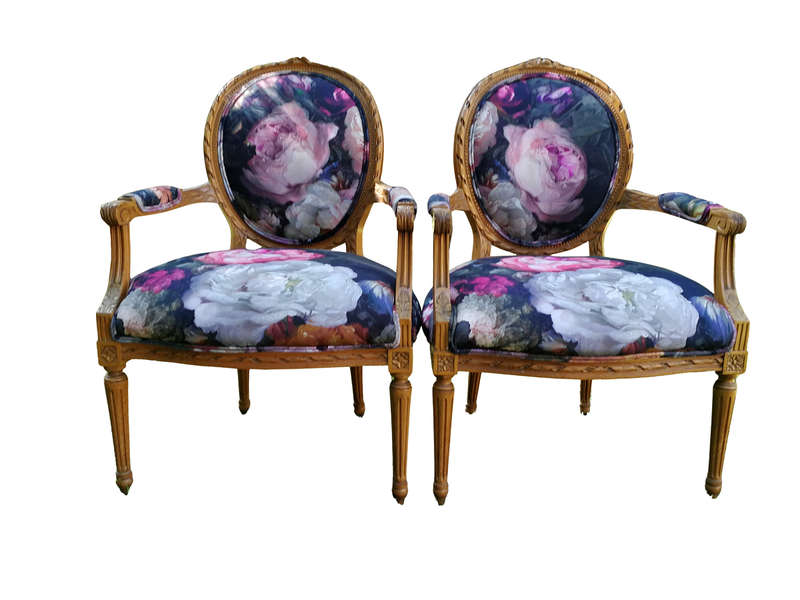 Pair Of French Louis XV-Style Bergere Armchairs
