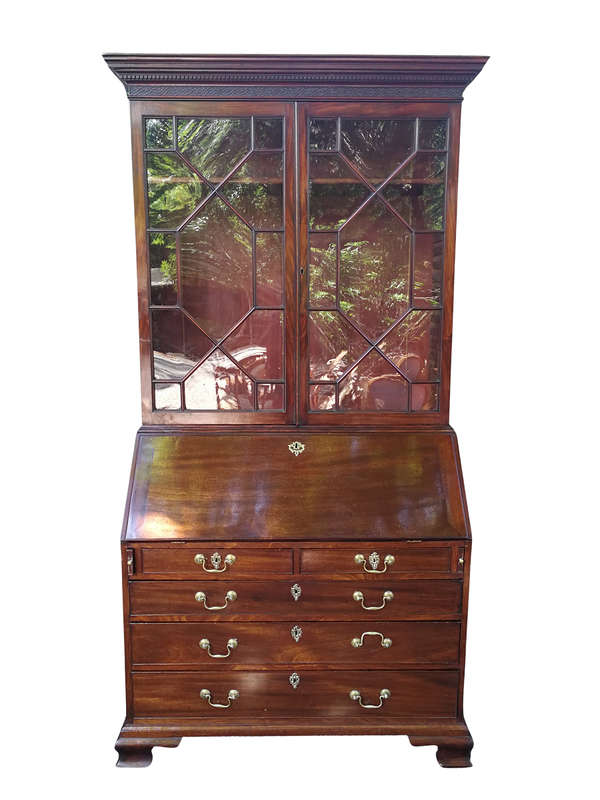 Georgian Mahogany Secretaire Bookcase, Circa 1800, In Two Parts - ND