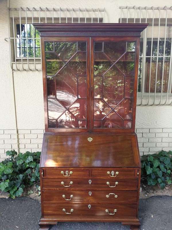 Georgian Mahogany Secretaire Bookcase, Circa 1800, In Two Parts - ND