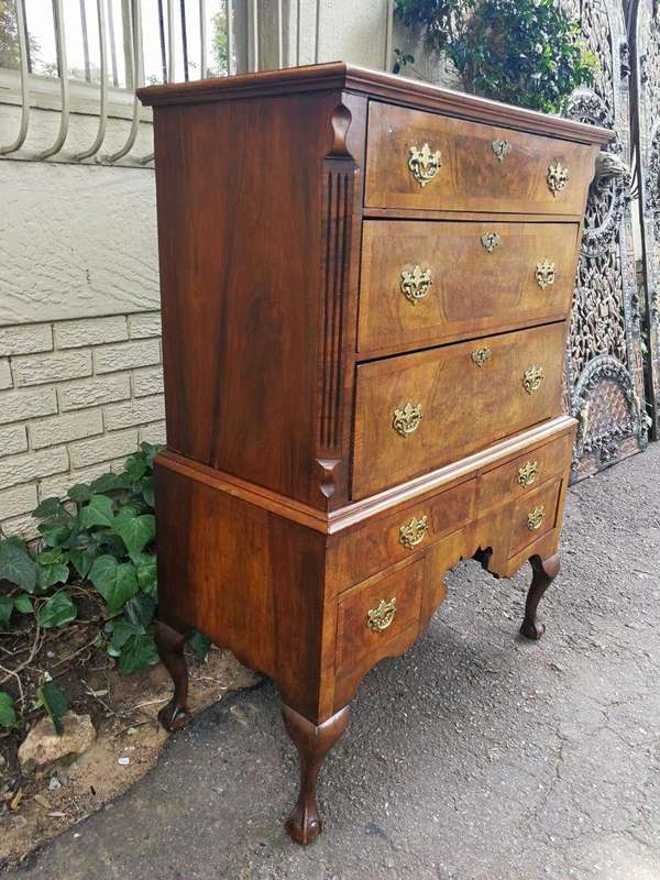 Georgian Walnut Chest-On-Chest, Circa 1800, In Two Parts