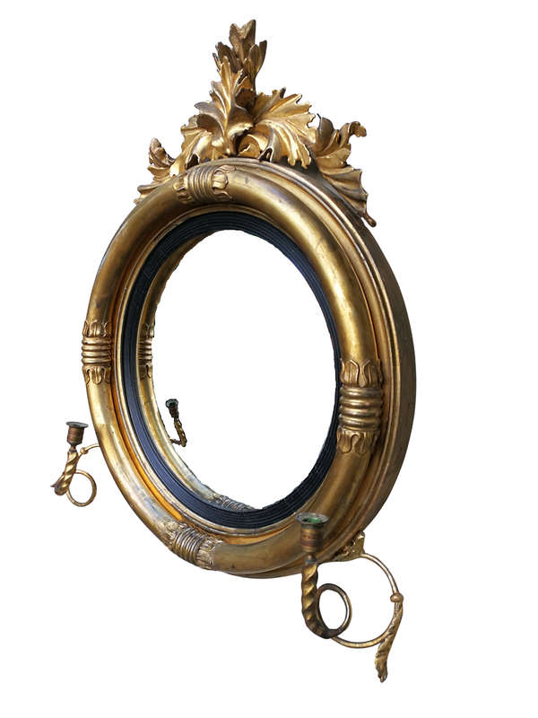 A 19th Century Regency Style Convex Giltwood Mirror