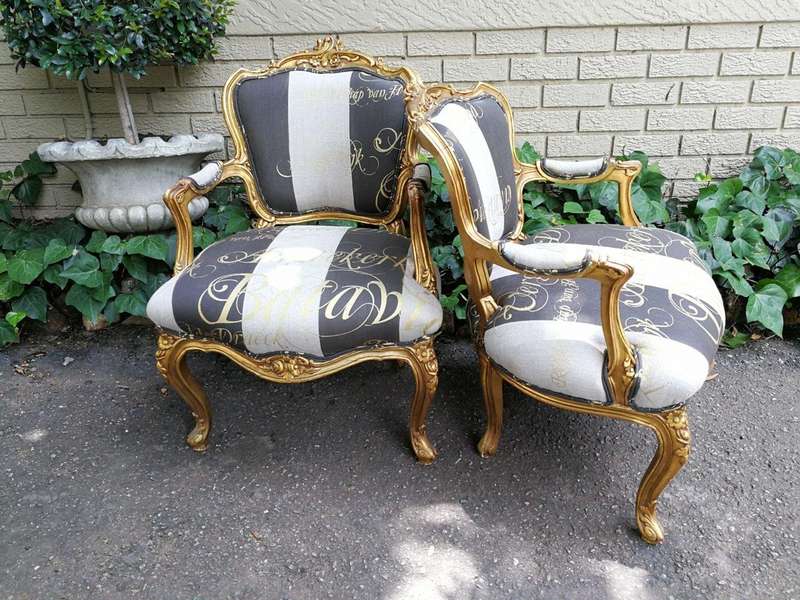 A Pair Of Carved And Gilded French Louis XV Chairs