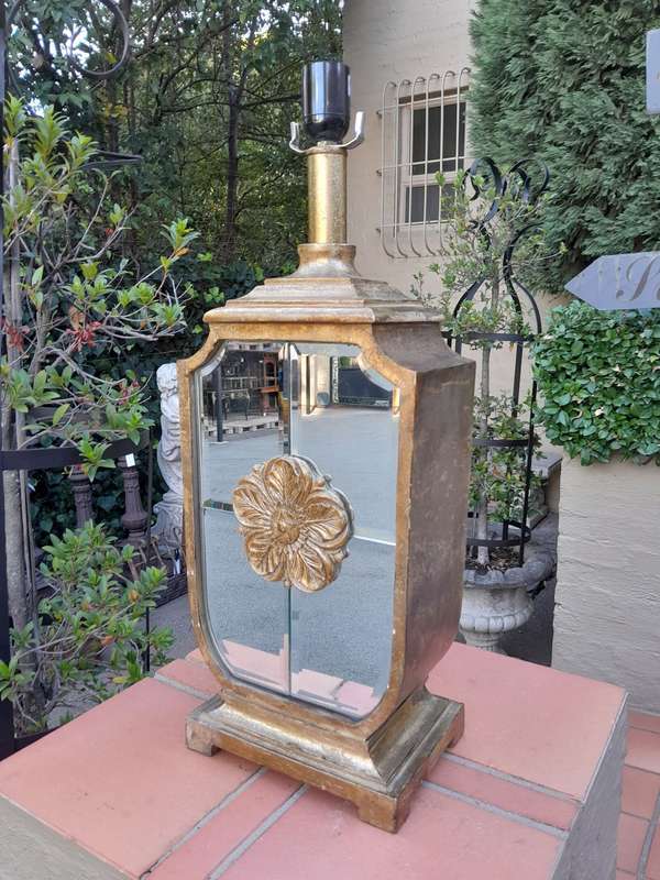 A 20TH Century French Style Pair of Mirrored and Gold Table Lamps with New Rotary Switches