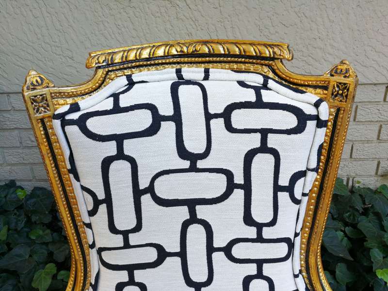 A Pair of Late 19th Century French Bergere Chairs Hand Gilded with Gold Leaf and Upholstered in i...