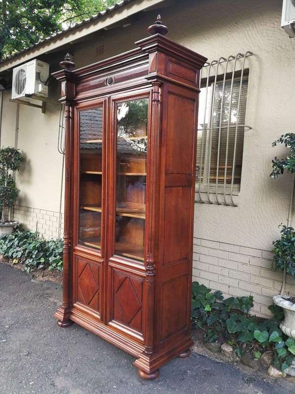 Rare French Oak Bookcase With Original Glass, 19th Century