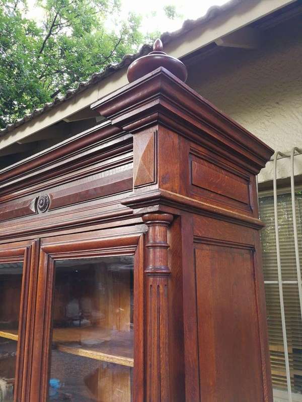 Rare French Oak Bookcase With Original Glass, 19th Century
