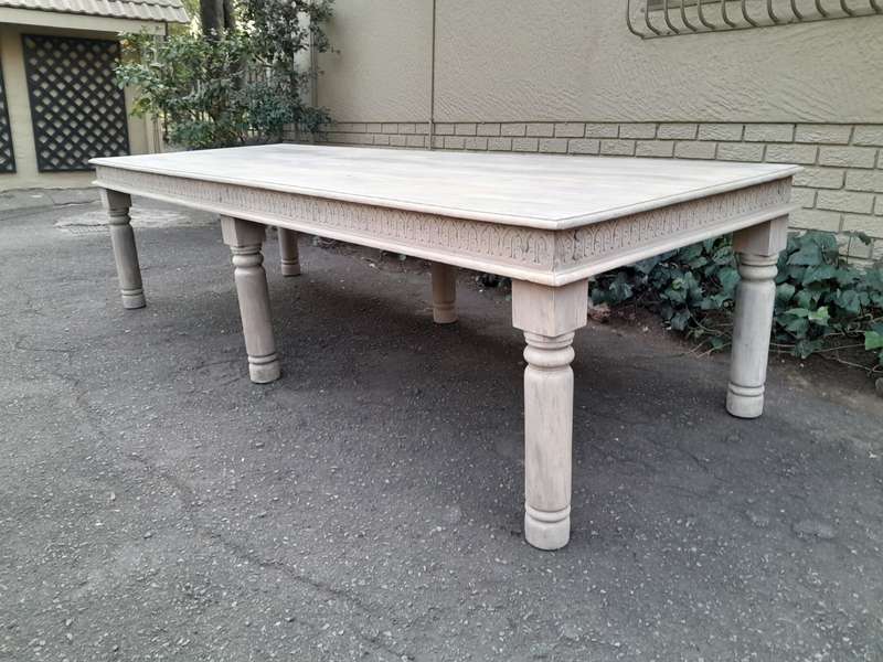 A Mahogany English Ornately Carved 12 Seater Dining / Boardroom Table on Turned 6 Legs in A Conte...