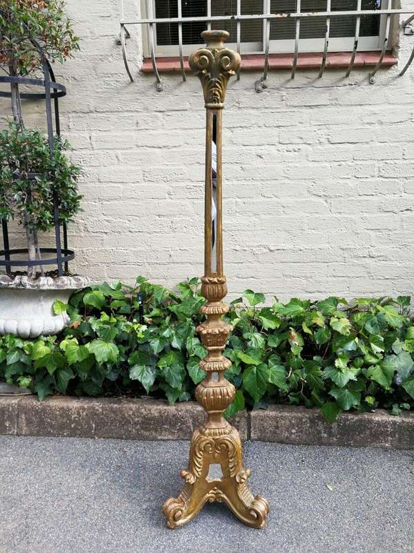A Pair Of Painted And Mirror Inlaid Candlesticks