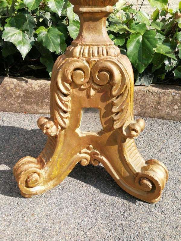 A Pair Of Painted And Mirror Inlaid Candlesticks