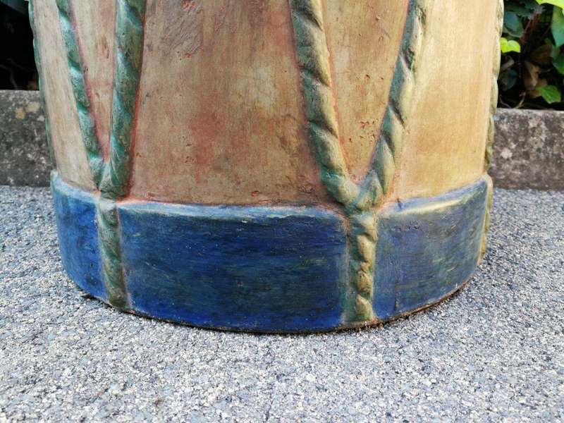 A Stone Hand Painted Drum Table