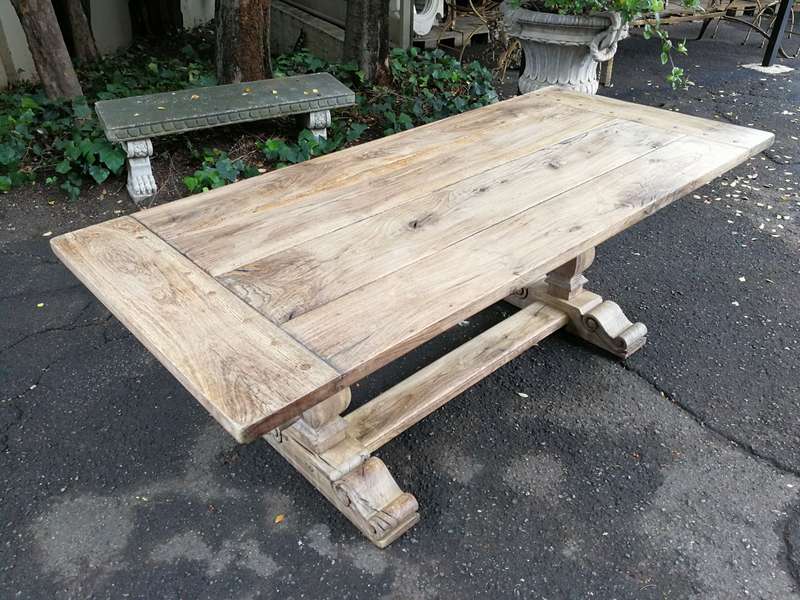 French Provincial Bleached / Natural Oak Refectory table/ Dining Table (8-Seater)