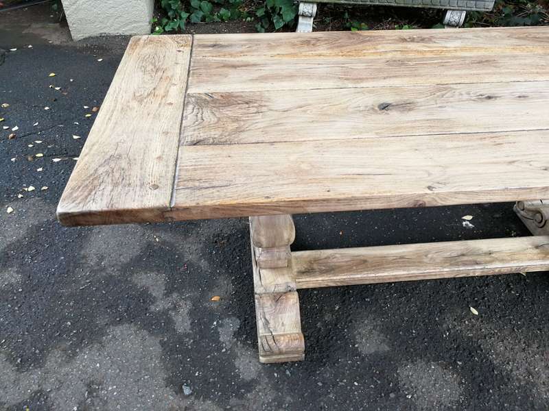 French Provincial Bleached / Natural Oak Refectory table/ Dining Table (8-Seater)