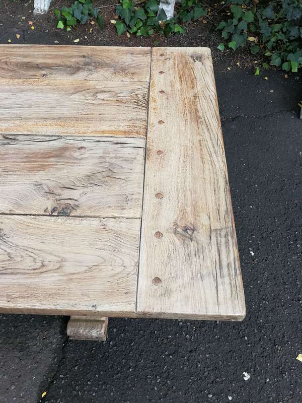 French Provincial Bleached / Natural Oak Refectory table/ Dining Table (8-Seater)