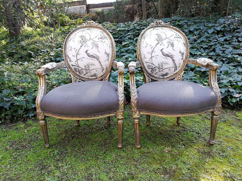 A Pair Of French Gilded Arm Chairs - ND