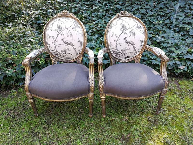 A Pair Of French Gilded Arm Chairs - ND