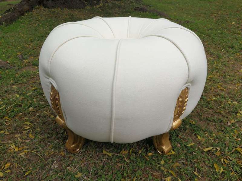 A 20th Century Pair Of French Style Tuffets Upholstered In Leather