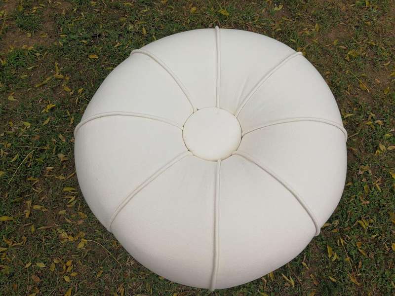 A 20th Century Pair Of French Style Tuffets Upholstered In Leather