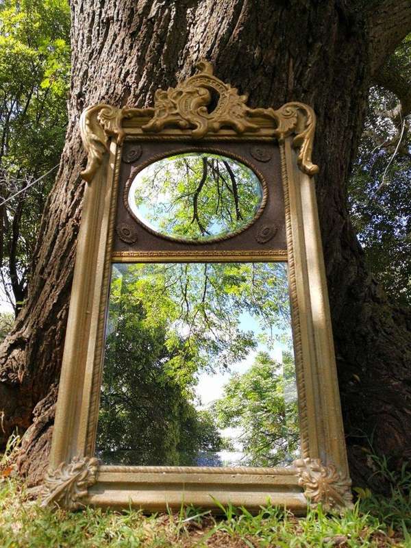 Ornately Carved Oval Gilded Mirror