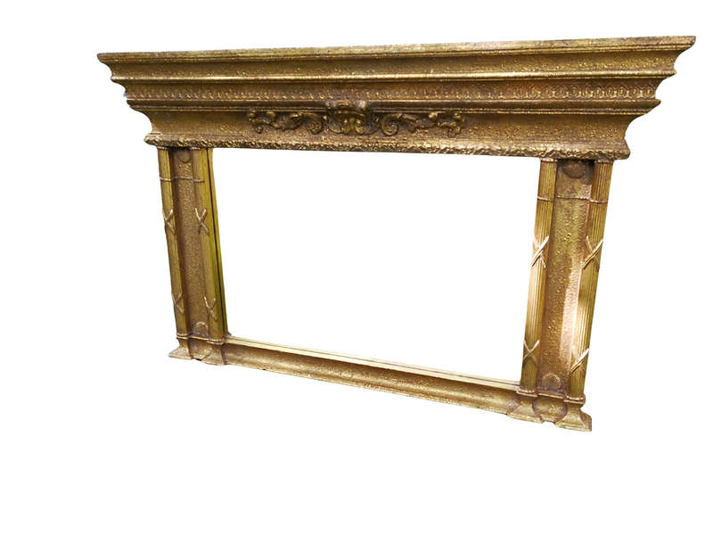 French style gilt over mantle bevelled mirror