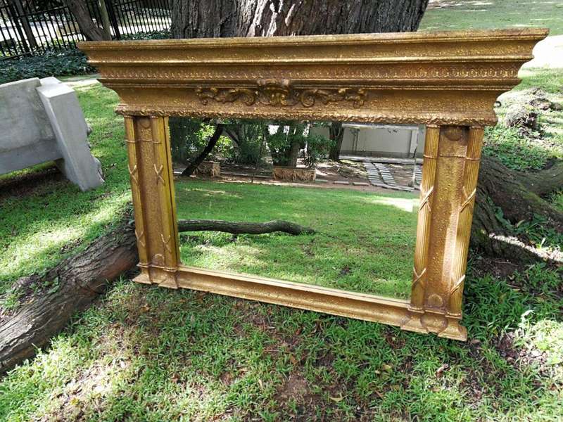 French style gilt over mantle bevelled mirror