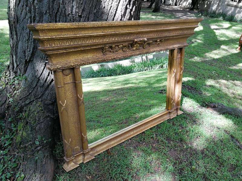 French style gilt over mantle bevelled mirror