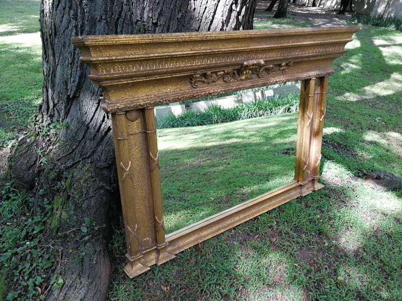 French style gilt over mantle bevelled mirror