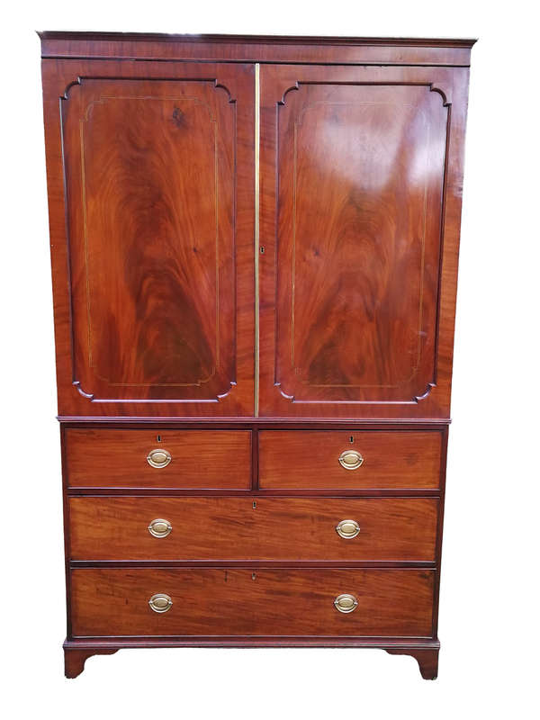 A Victorian mahogany linen press