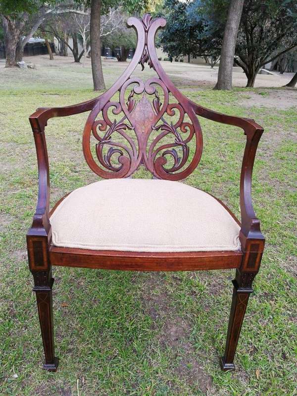 A Victorian Inlaid Mahogany Armchair
