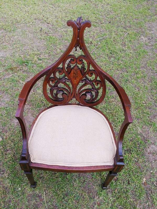 A Victorian Inlaid Mahogany Armchair