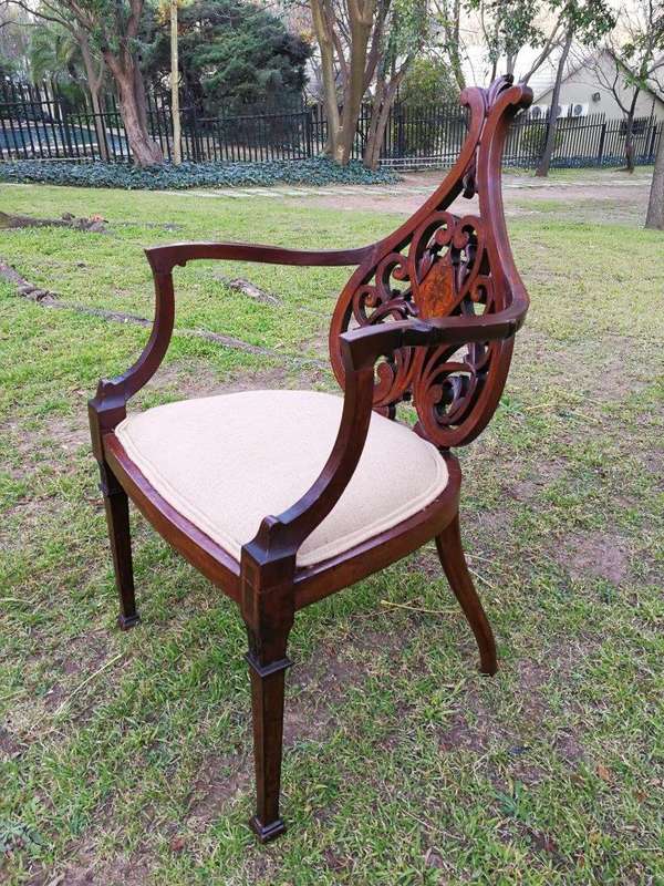 A Victorian Inlaid Mahogany Armchair