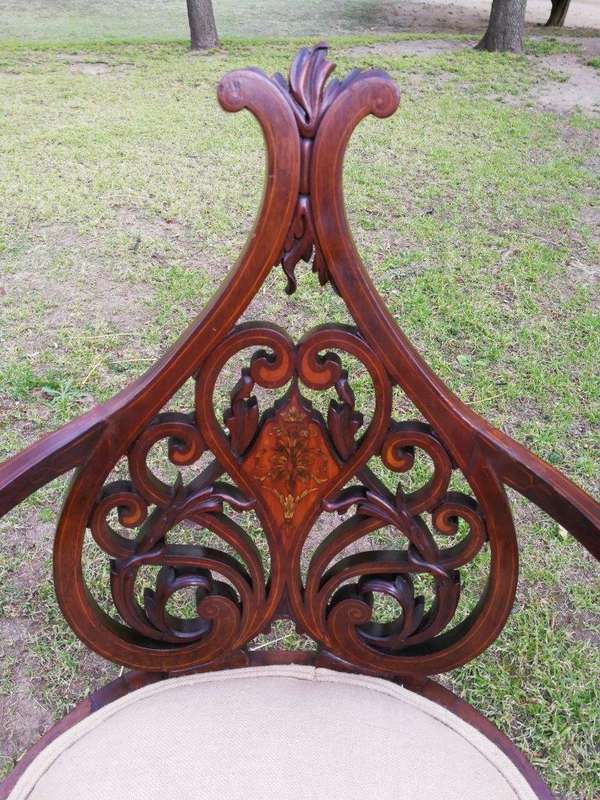 A Victorian Inlaid Mahogany Armchair