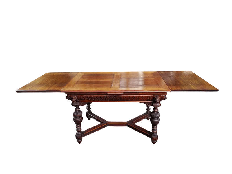 19th Century Dutch Oak " Draw Leaf Extension Table (8 Seater)