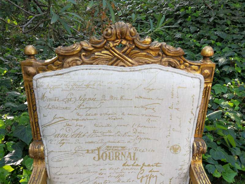 Pair of 19th Century style gilded and carved armchairs