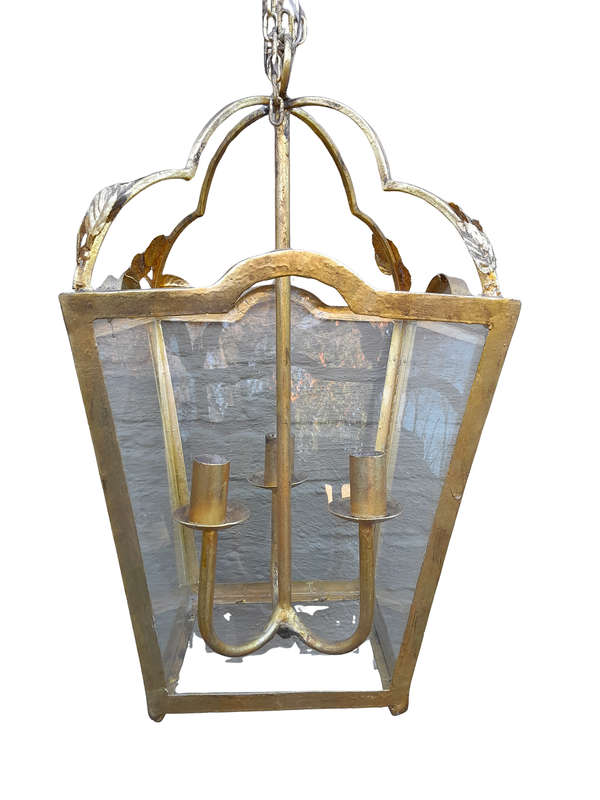 A Hand Gilded Large Sized Lantern With Drip Trays For Candles