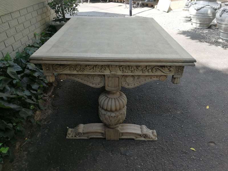 A 20TH Century Carved Dutch Oak Extension Dining / Entrance Table in a Contemporary Bleached Fini...