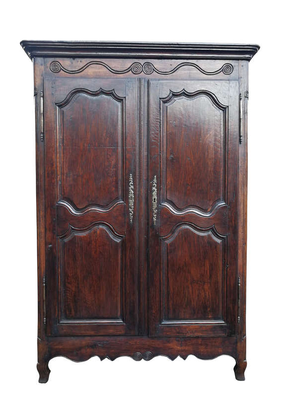 19th Century French Provincial Oak Armoire With Key