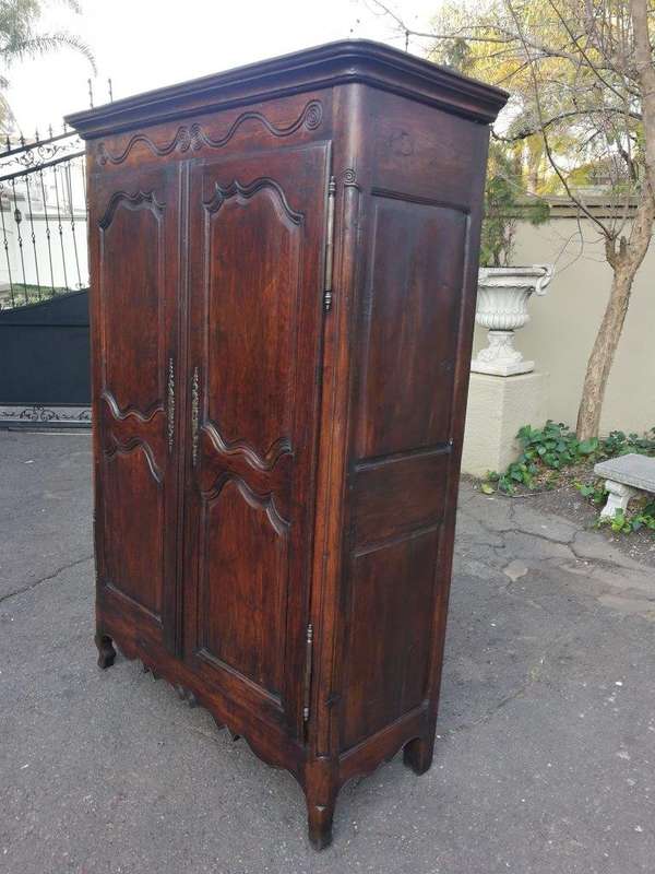 19th Century French Provincial Oak Armoire With Key