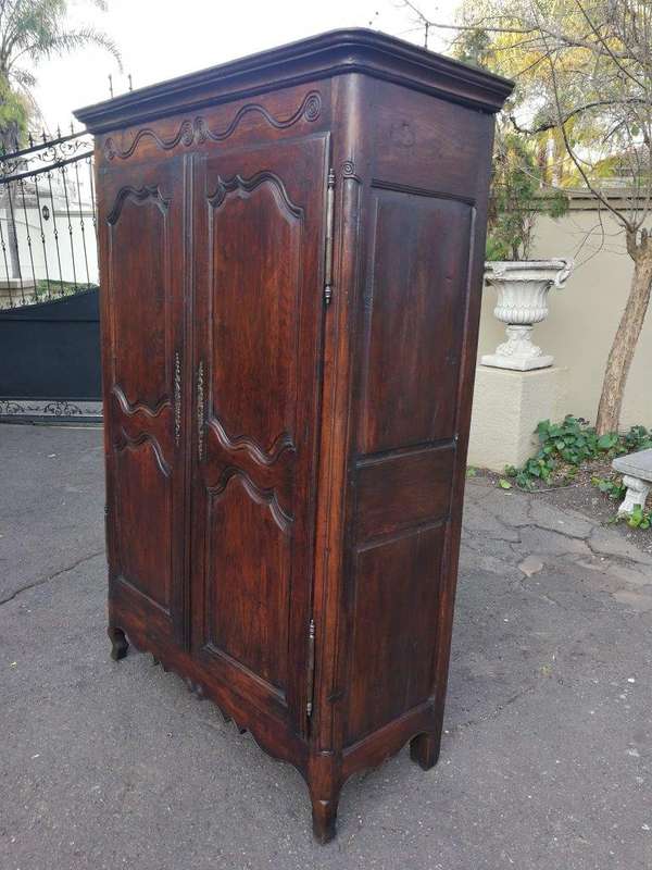 19th Century French Provincial Oak Armoire With Key