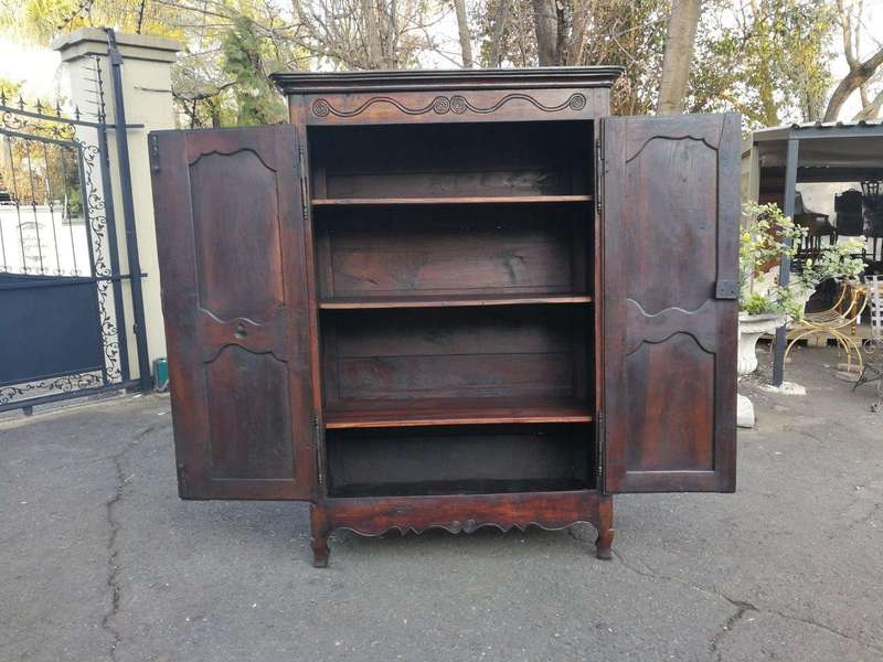 19th Century French Provincial Oak Armoire With Key