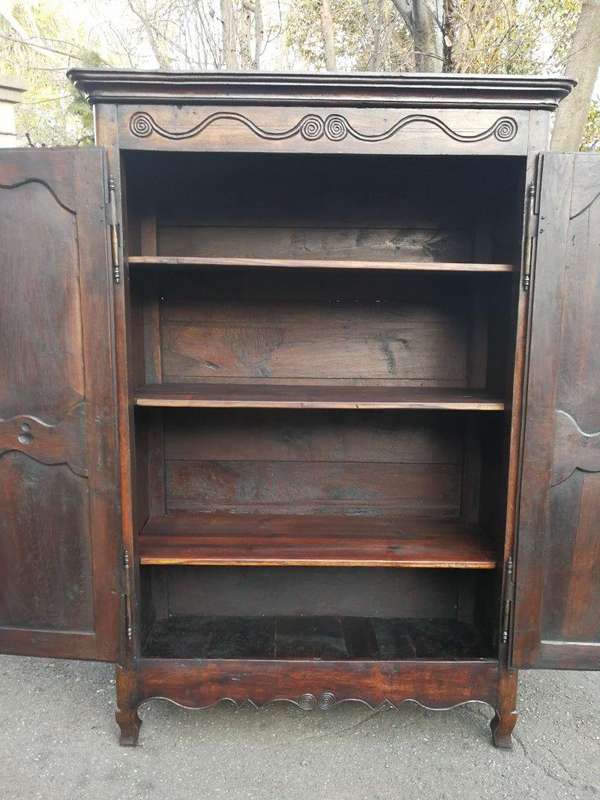 19th Century French Provincial Oak Armoire With Key