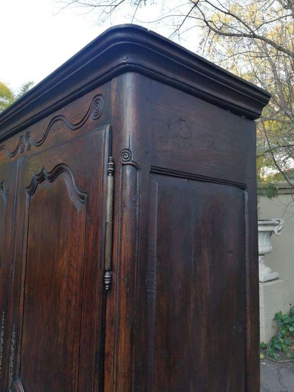 19th Century French Provincial Oak Armoire With Key