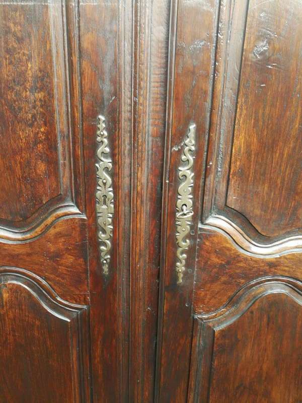 19th Century French Provincial Oak Armoire With Key