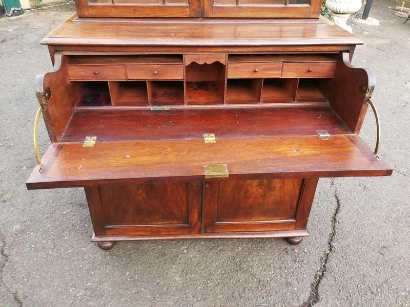 A Circa 1820 Regency Mahogany Secretaire/Bookcase With Glazed Cottage Pane Doors